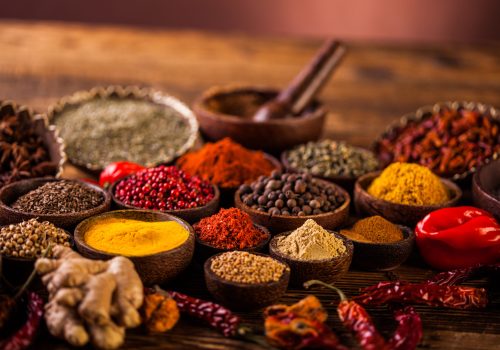 Wooden,Table,Of,Colorful,Spices